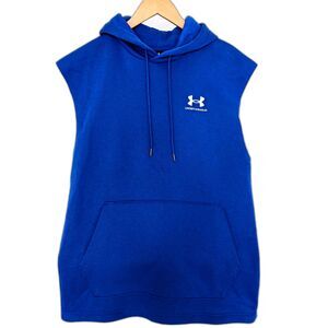 NEW Men's Under Armour Blue Sleeveless Fleece Sweatshirt Hoodie Pullover Size S